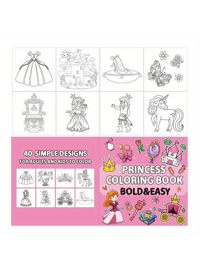 Capstro Bold & Easy Coloring Book for Kids – Cute, Simple Designs for Relaxing Creative Play | Large Illustration Art Book for Children – Princess Theme - Image 5